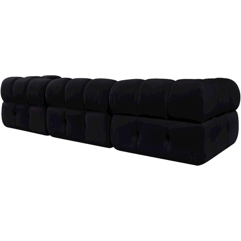 Orin Black Velvet Performance Fabric Upholstered 3 pc. Modular Sofa