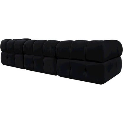 Orin Black Velvet Performance Fabric Upholstered 3 pc. Modular Sofa