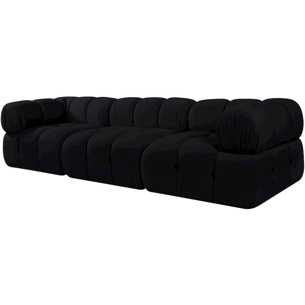 Orin Black Velvet Performance Fabric Upholstered 3 pc. Modular Sofa