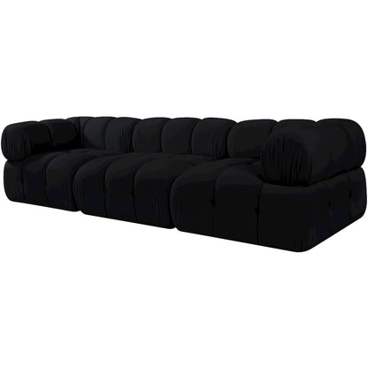 Orin Black Velvet Performance Fabric Upholstered 3 pc. Modular Sofa