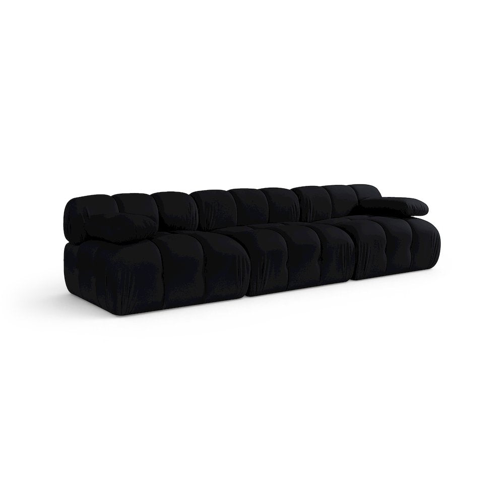 Orin Black Velvet Performance Fabric Upholstered 3 pc. Modular Sofa