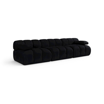 Orin Black Velvet Performance Fabric Upholstered 3 pc. Modular Sofa
