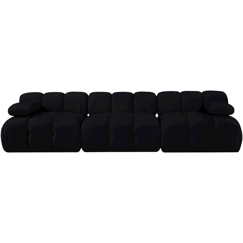 Orin Black Velvet Performance Fabric Upholstered 3 pc. Modular Sofa