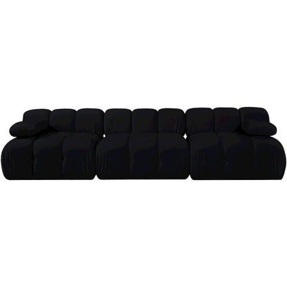 Orin Black Velvet Performance Fabric Upholstered 3 pc. Modular Sofa