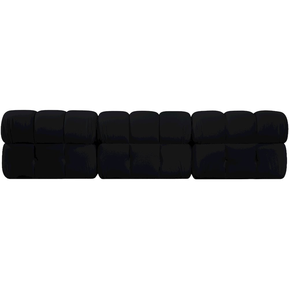 Orin Black Velvet Performance Fabric Upholstered 3 pc. Modular Sofa