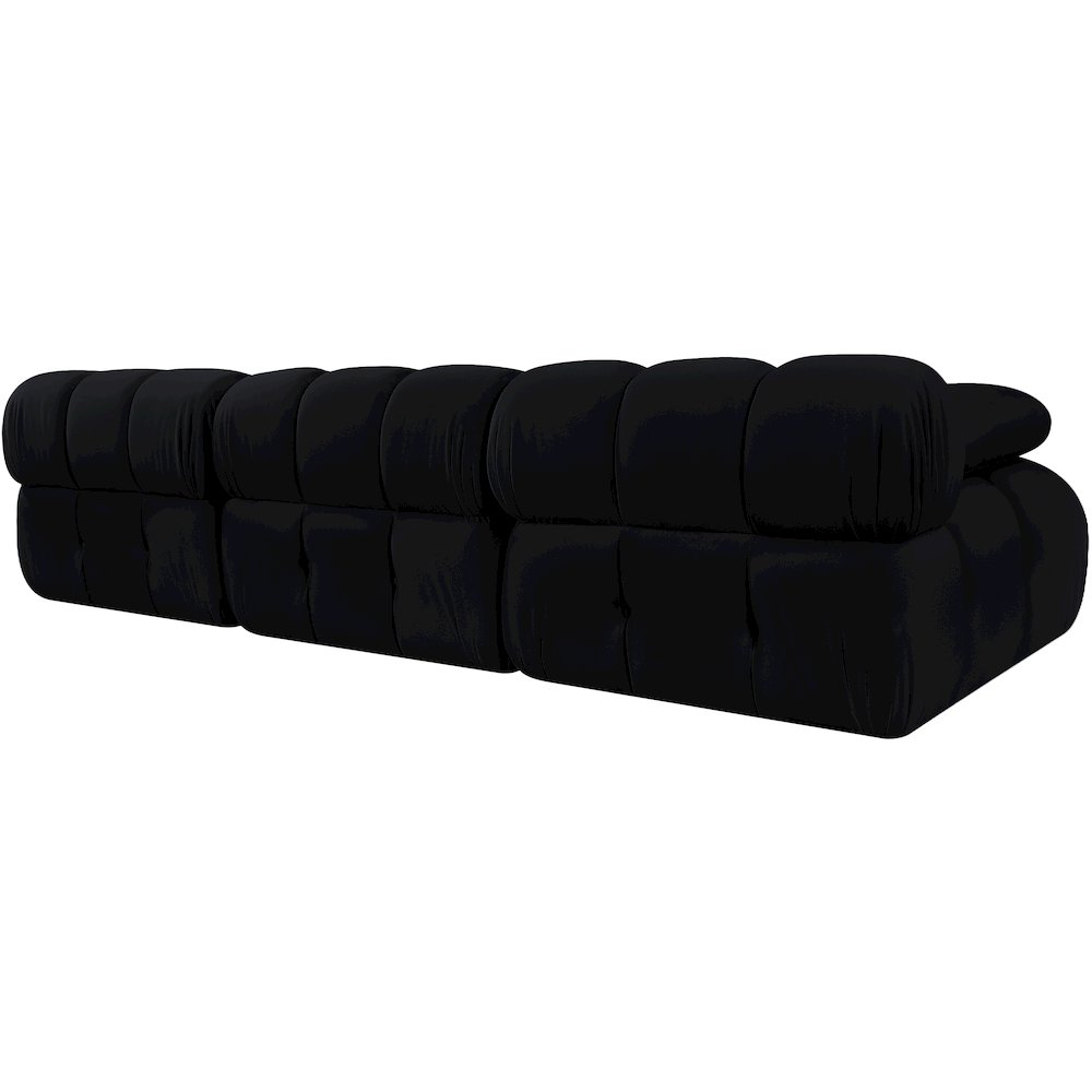 Orin Black Velvet Performance Fabric Upholstered 3 pc. Modular Sofa