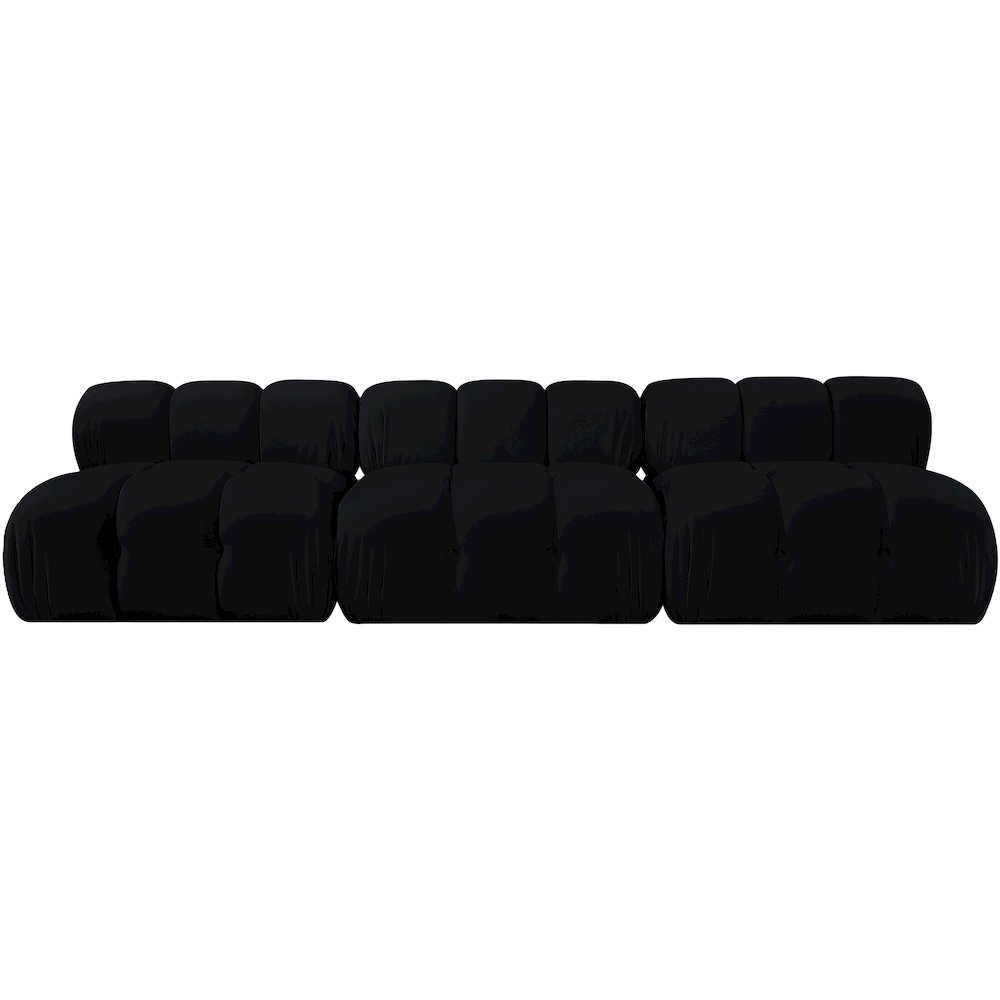 Orin Black Velvet Performance Fabric Upholstered 3 pc. Modular Sofa