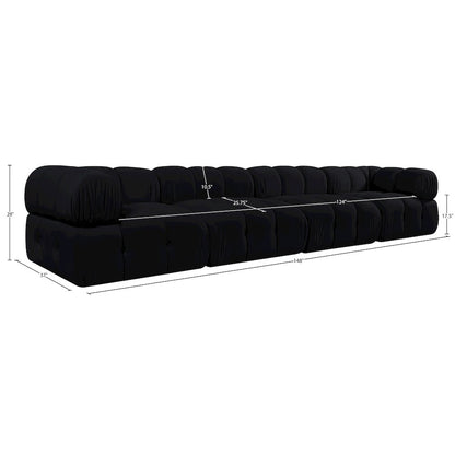 Orin Black Velvet Performance Fabric Upholstered 4 pc. Modular Sofa