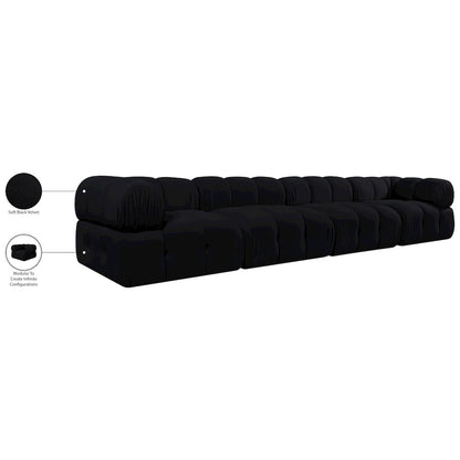 Orin Black Velvet Performance Fabric Upholstered 4 pc. Modular Sofa