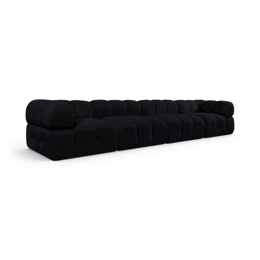 Orin Black Velvet Performance Fabric Upholstered 4 pc. Modular Sofa