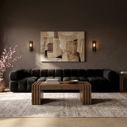 Orin Black Velvet Performance Fabric Upholstered 4 pc. Modular Sofa