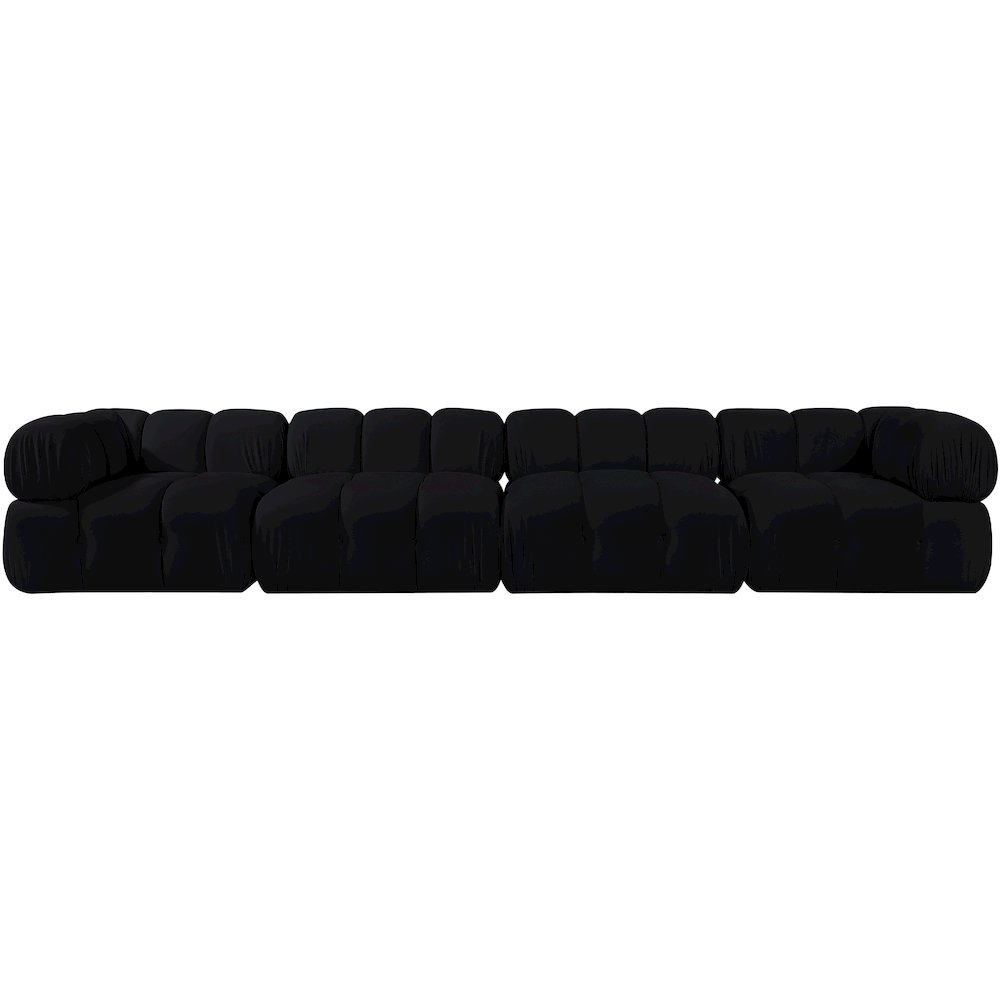 Orin Black Velvet Performance Fabric Upholstered 4 pc. Modular Sofa