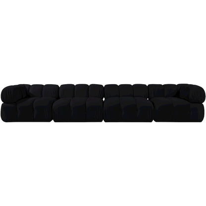 Orin Black Velvet Performance Fabric Upholstered 4 pc. Modular Sofa