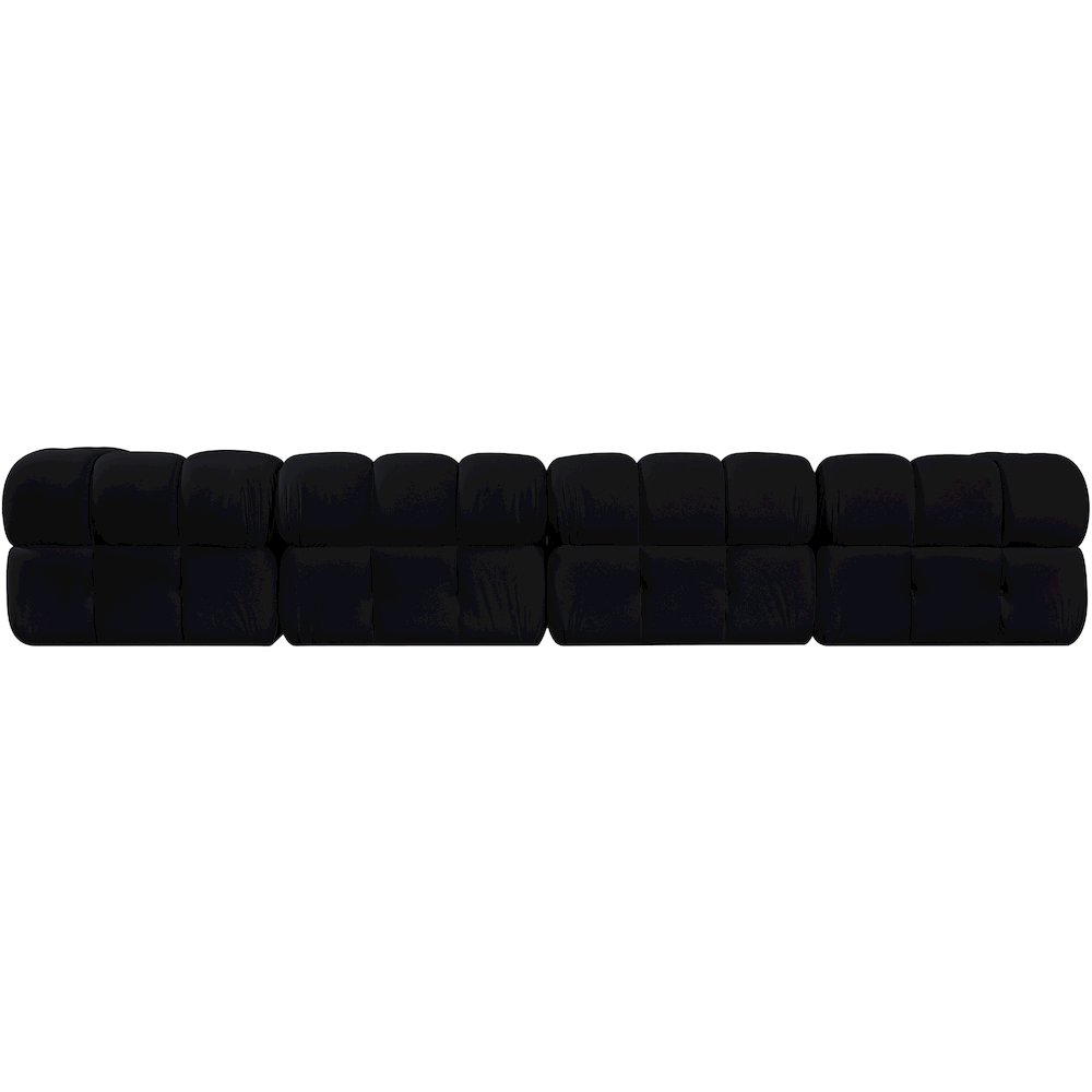 Orin Black Velvet Performance Fabric Upholstered 4 pc. Modular Sofa