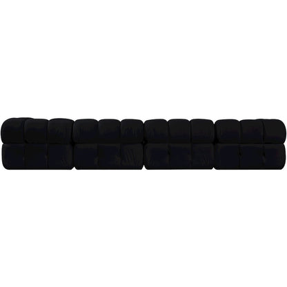 Orin Black Velvet Performance Fabric Upholstered 4 pc. Modular Sofa