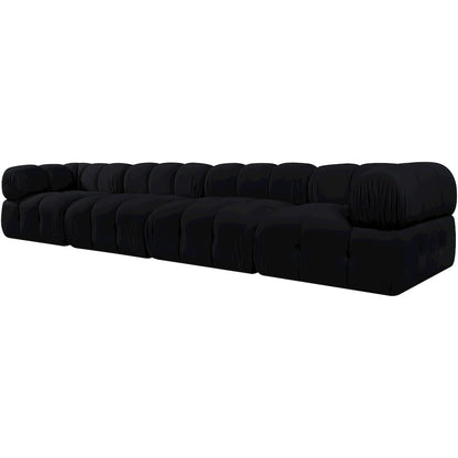 Orin Black Velvet Performance Fabric Upholstered 4 pc. Modular Sofa