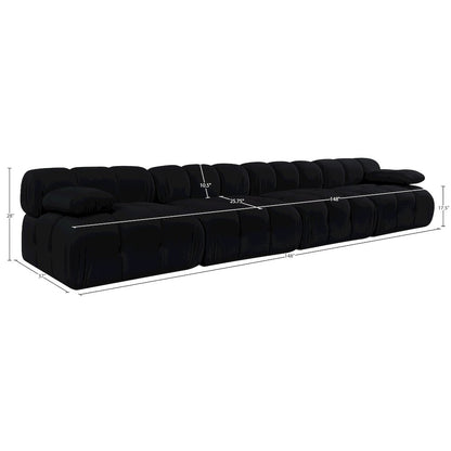 Orin Black Velvet Performance Fabric Upholstered 4 pc. Modular Sofa