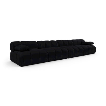 Orin Black Velvet Performance Fabric Upholstered 4 pc. Modular Sofa