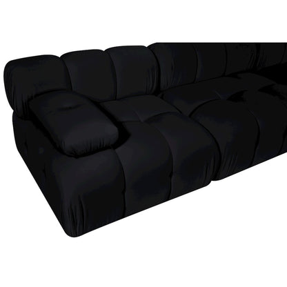 Orin Black Velvet Performance Fabric Upholstered 4 pc. Modular Sofa