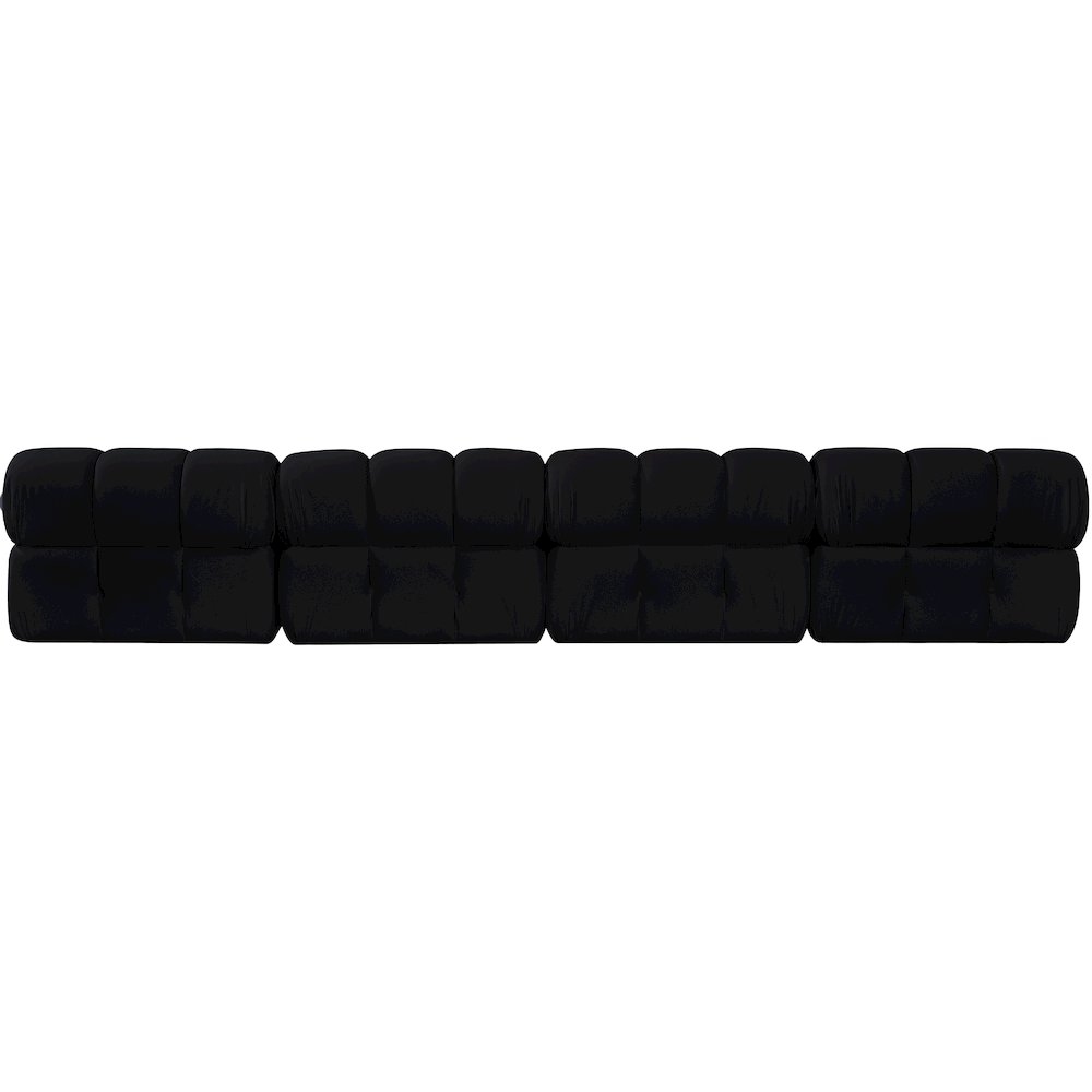 Orin Black Velvet Performance Fabric Upholstered 4 pc. Modular Sofa