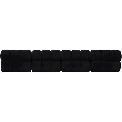 Orin Black Velvet Performance Fabric Upholstered 4 pc. Modular Sofa
