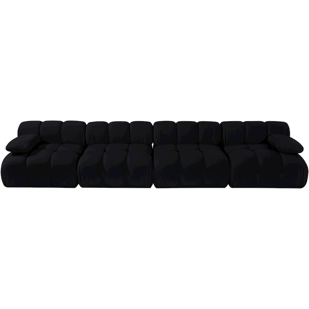 Orin Black Velvet Performance Fabric Upholstered 4 pc. Modular Sofa
