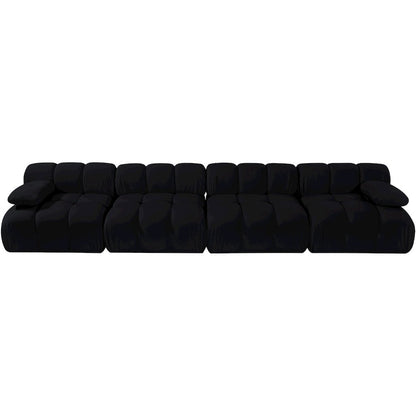 Orin Black Velvet Performance Fabric Upholstered 4 pc. Modular Sofa