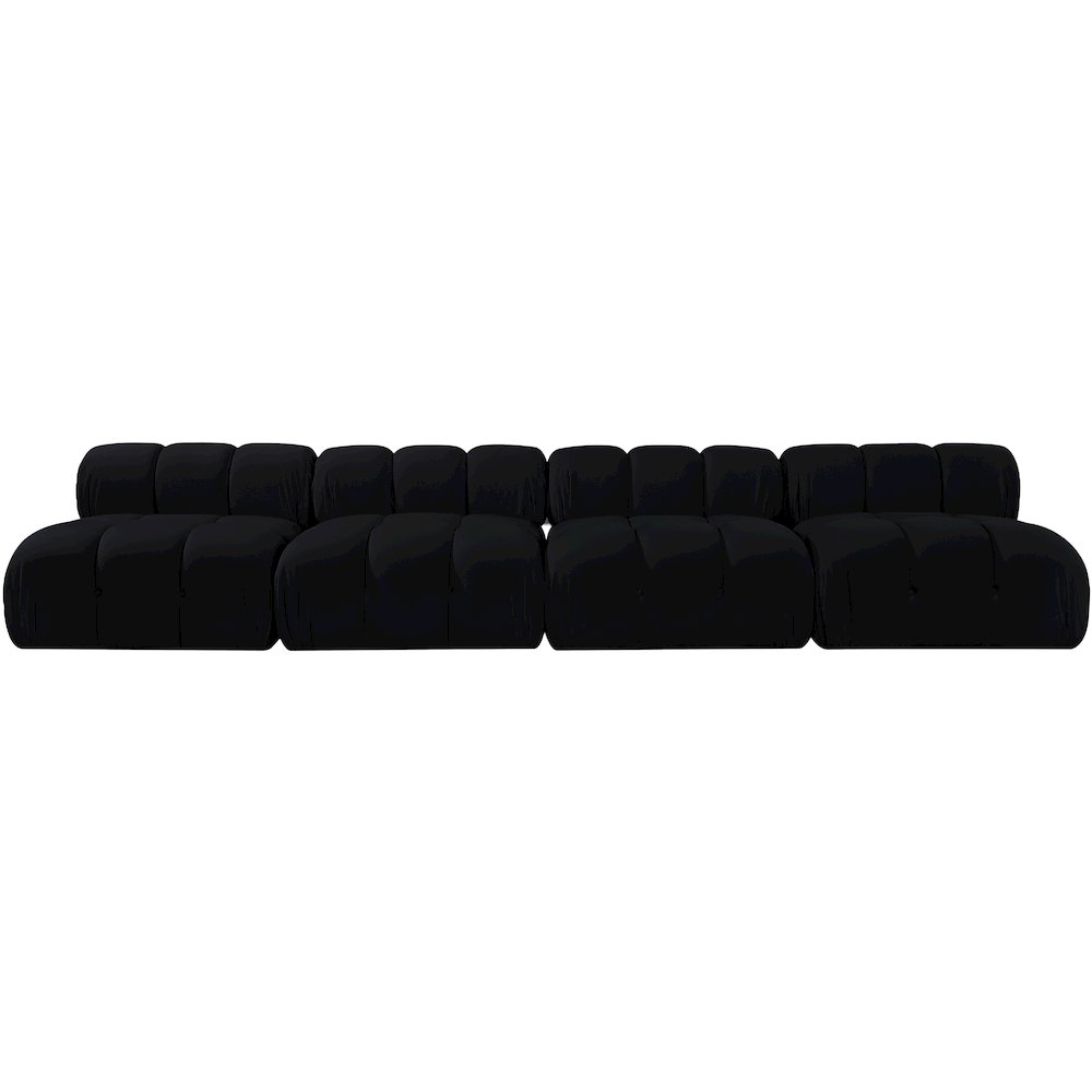 Orin Black Velvet Performance Fabric Upholstered 4 pc. Modular Sofa