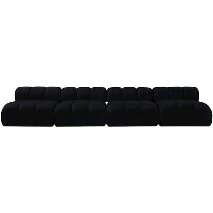 Orin Black Velvet Performance Fabric Upholstered 4 pc. Modular Sofa
