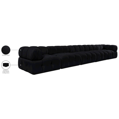Orin Black Velvet Performance Fabric Upholstered 5 pc. Modular Sofa