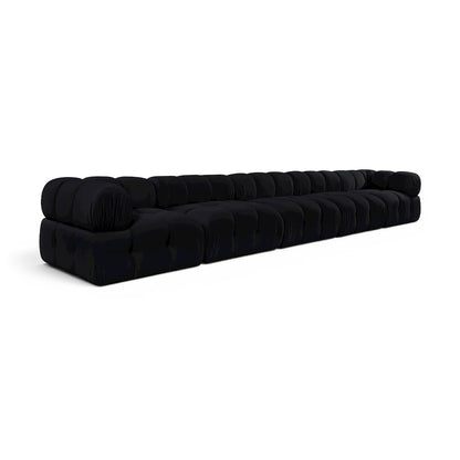Orin Black Velvet Performance Fabric Upholstered 5 pc. Modular Sofa