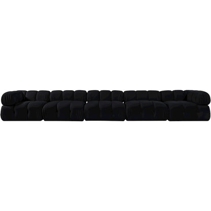 Orin Black Velvet Performance Fabric Upholstered 5 pc. Modular Sofa