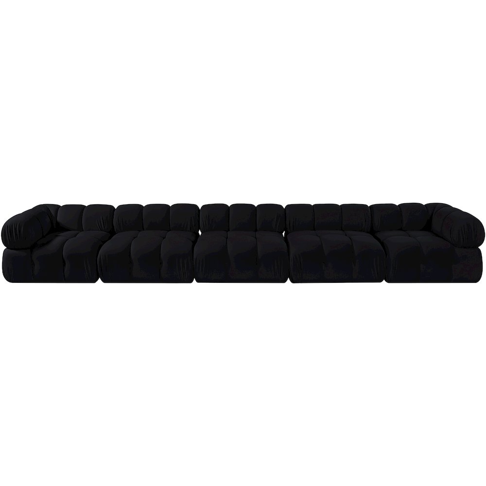 Orin Black Velvet Performance Fabric Upholstered 5 pc. Modular Sofa