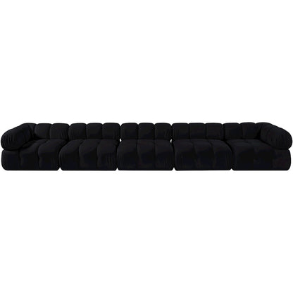 Orin Black Velvet Performance Fabric Upholstered 5 pc. Modular Sofa