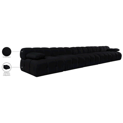 Orin Black Velvet Performance Fabric Upholstered 5 pc. Modular Sofa