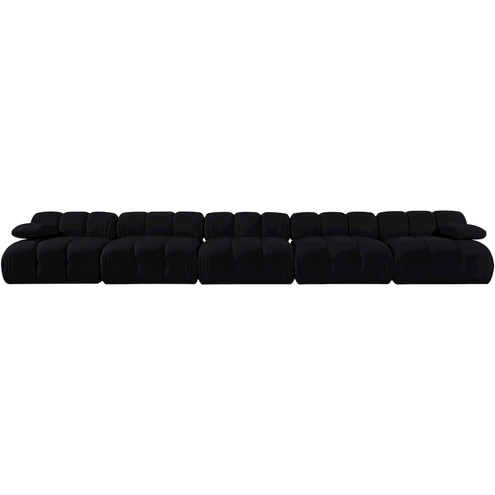 Orin Black Velvet Performance Fabric Upholstered 5 pc. Modular Sofa