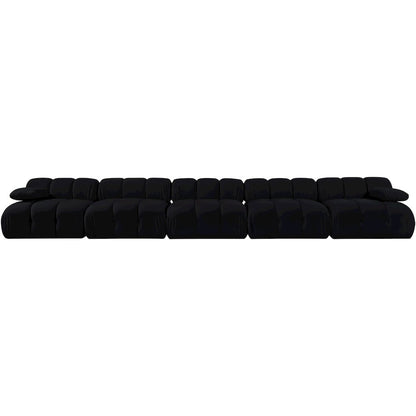 Orin Black Velvet Performance Fabric Upholstered 5 pc. Modular Sofa