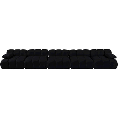 Orin Black Velvet Performance Fabric Upholstered 5 pc. Modular Sofa