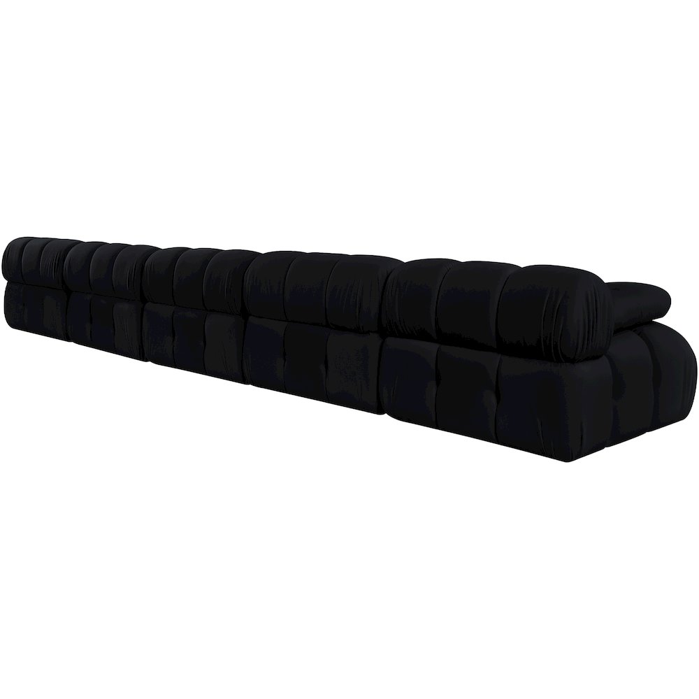 Orin Black Velvet Performance Fabric Upholstered 5 pc. Modular Sofa