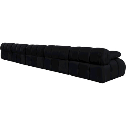 Orin Black Velvet Performance Fabric Upholstered 5 pc. Modular Sofa