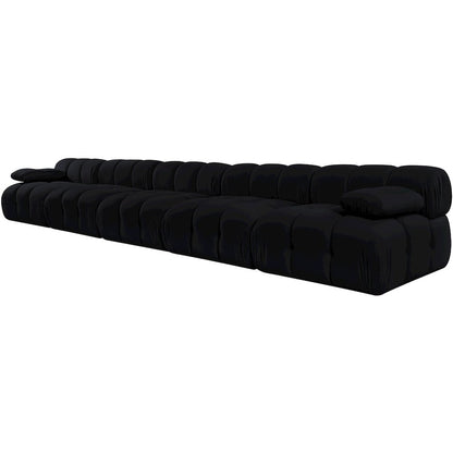 Orin Black Velvet Performance Fabric Upholstered 5 pc. Modular Sofa