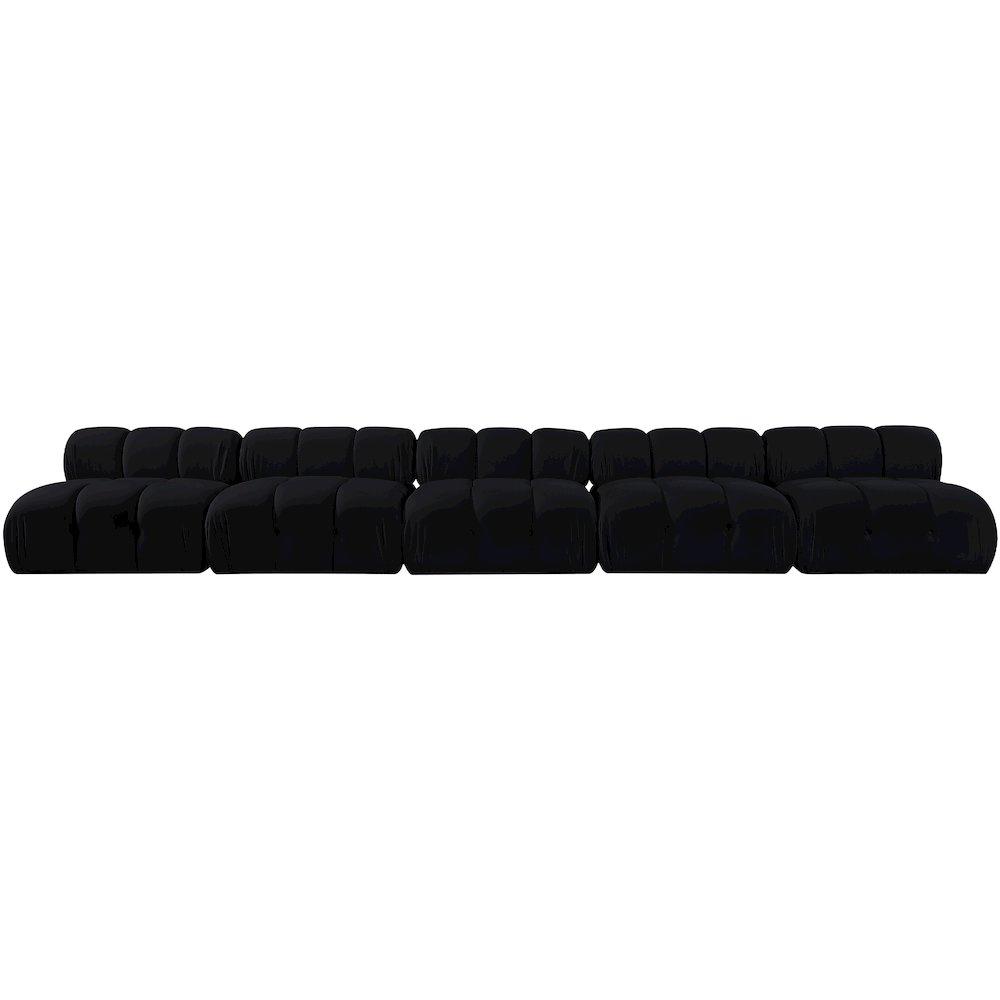 Orin Black Velvet Performance Fabric Upholstered 5 pc. Modular Sofa