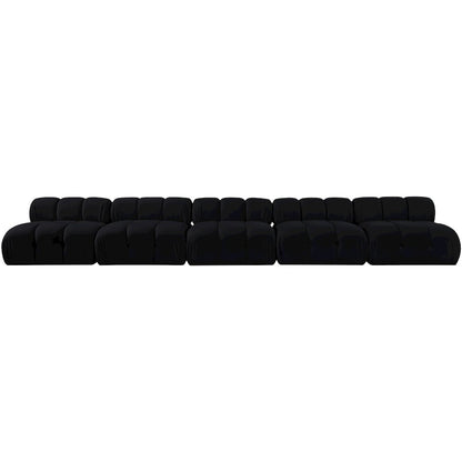 Orin Black Velvet Performance Fabric Upholstered 5 pc. Modular Sofa