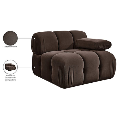 Orin Brown Velvet Performance Fabric Upholstered Modular Chair