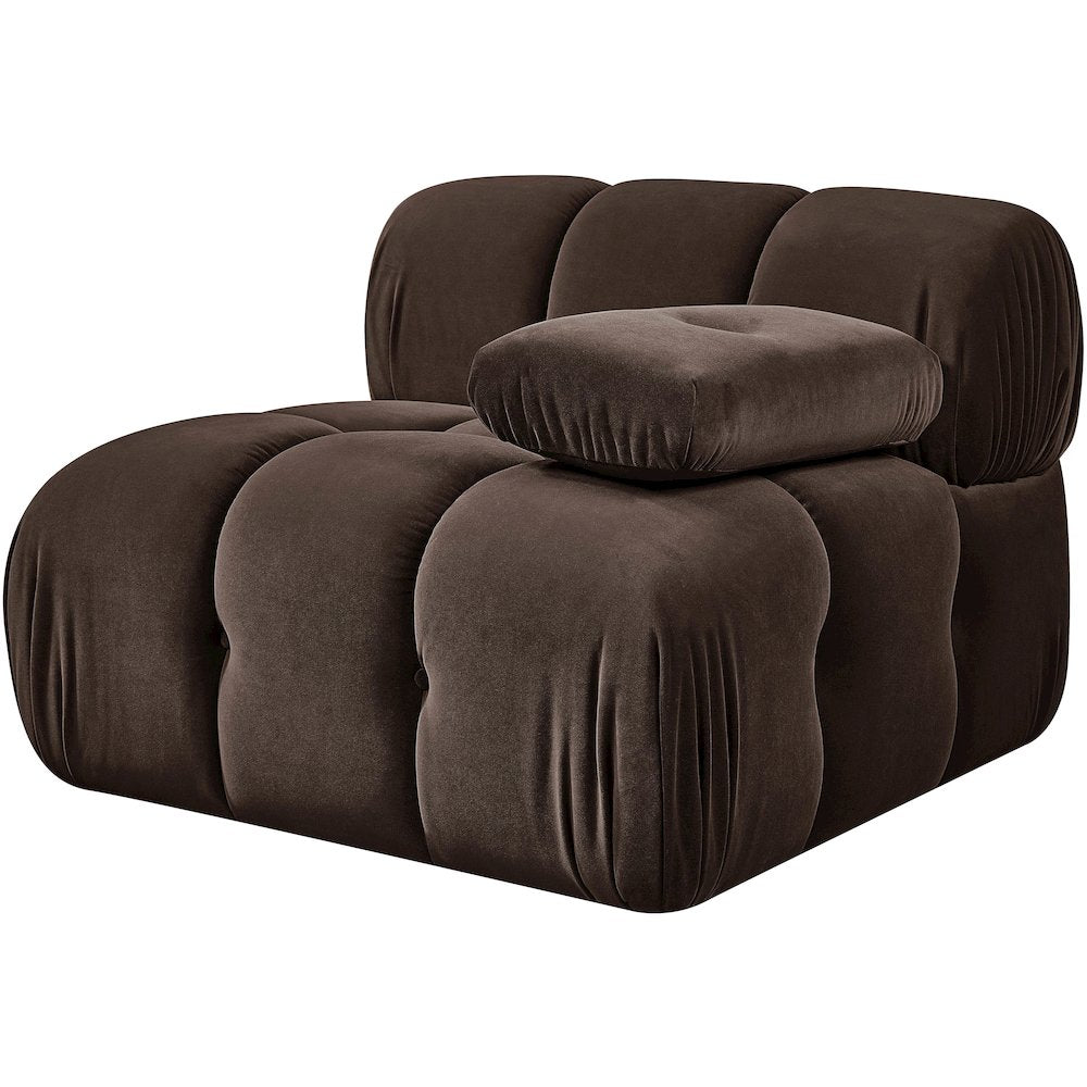 Orin Brown Velvet Performance Fabric Upholstered Modular Chair
