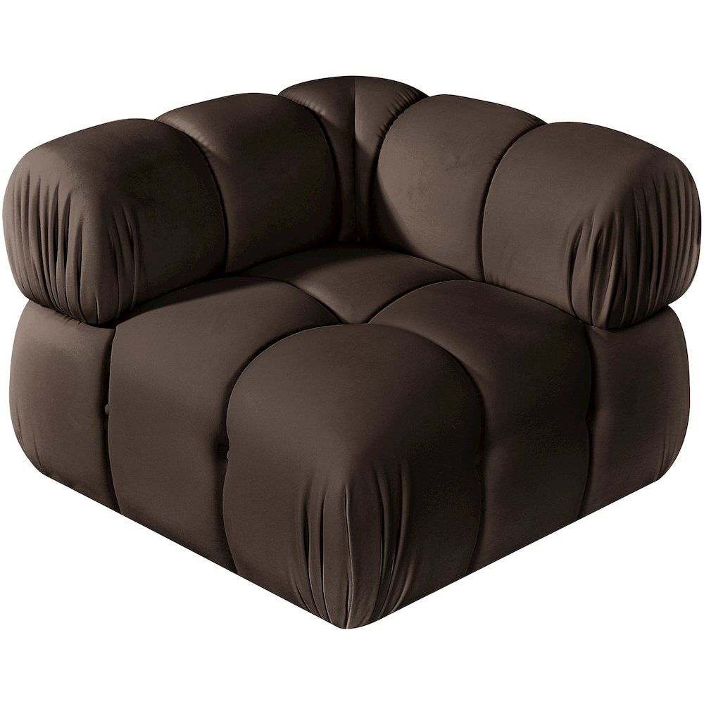 Orin Brown Velvet Performance Fabric Upholstered Modular Corner Chair