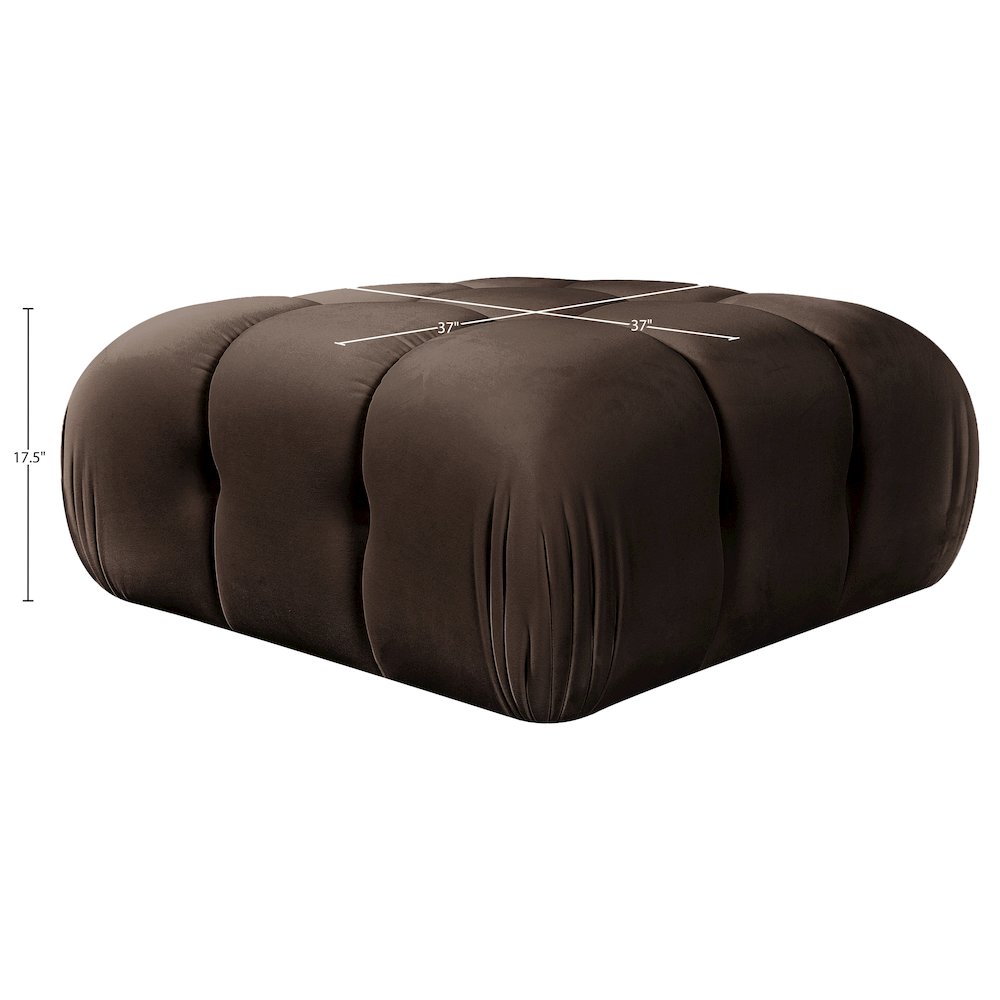 Orin Brown Velvet Performance Fabric Upholstered Modular Ottoman