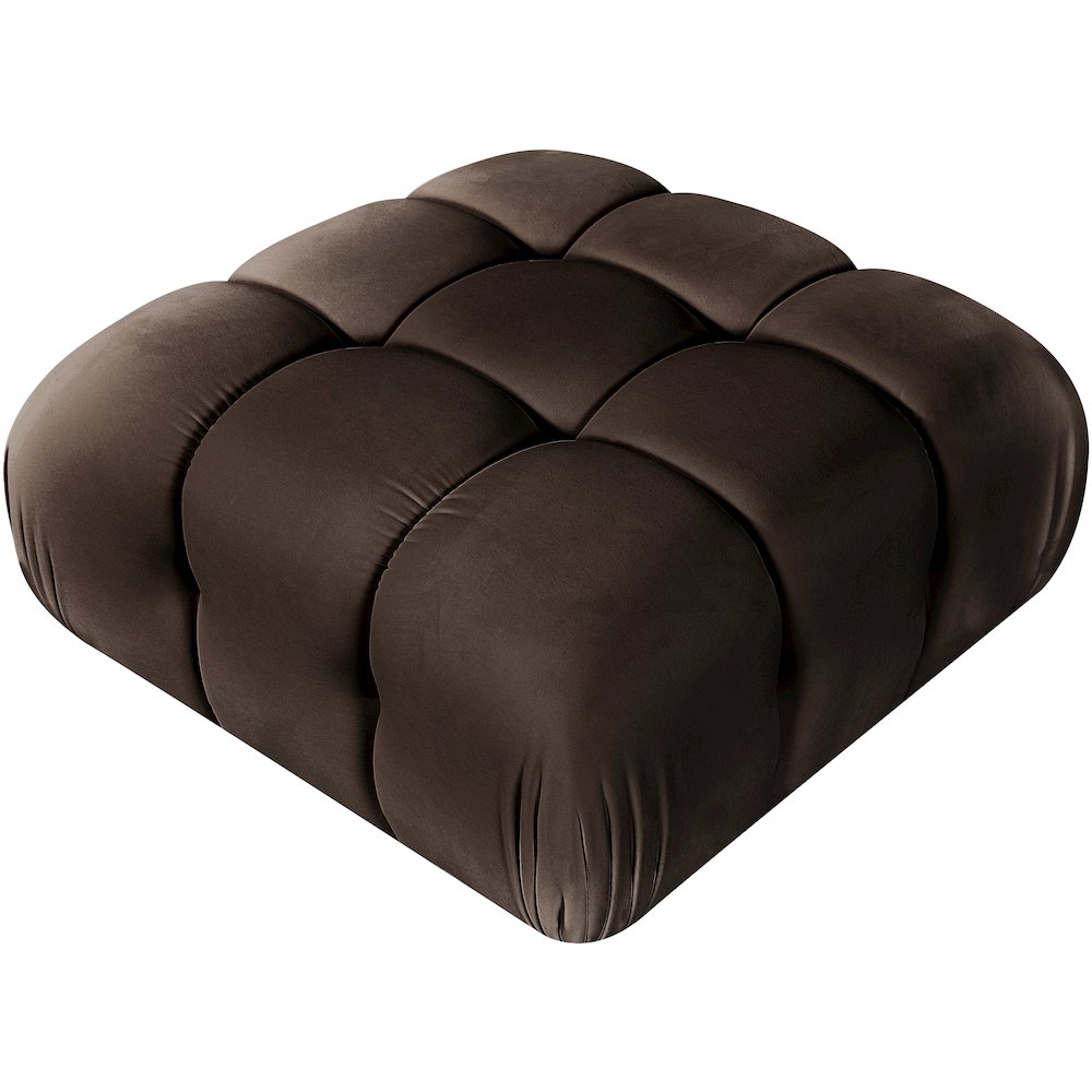 Orin Brown Velvet Performance Fabric Upholstered Modular Ottoman