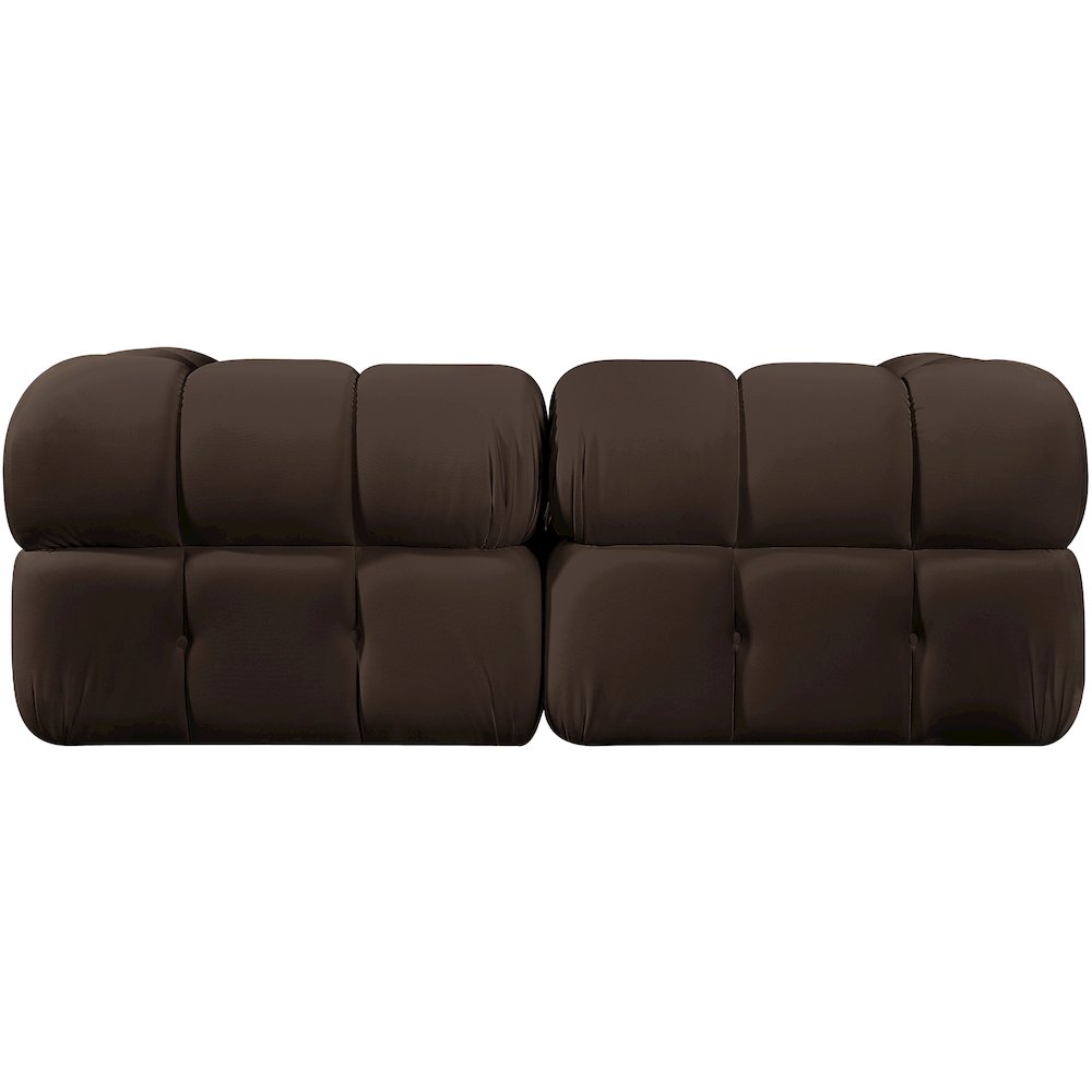Orin Brown Velvet Performance Fabric Upholstered 2 pc. Modular Sofa