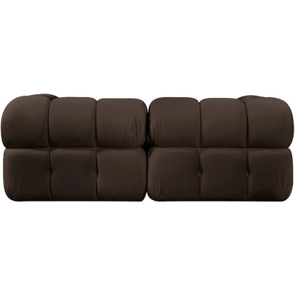 Orin Brown Velvet Performance Fabric Upholstered 2 pc. Modular Sofa